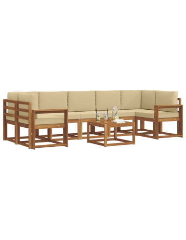 Set di divani da esterno con cuscino 8 pcs Naturale e Beige