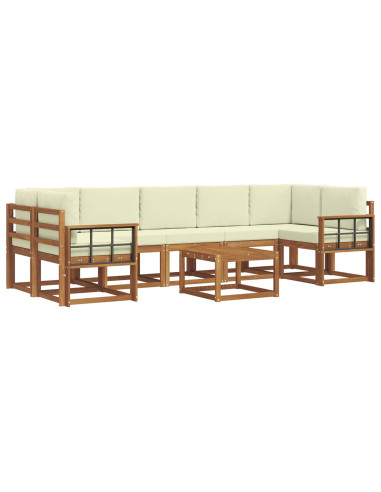 Set di divani da esterno con cuscino 8 pcs Naturale e Crema