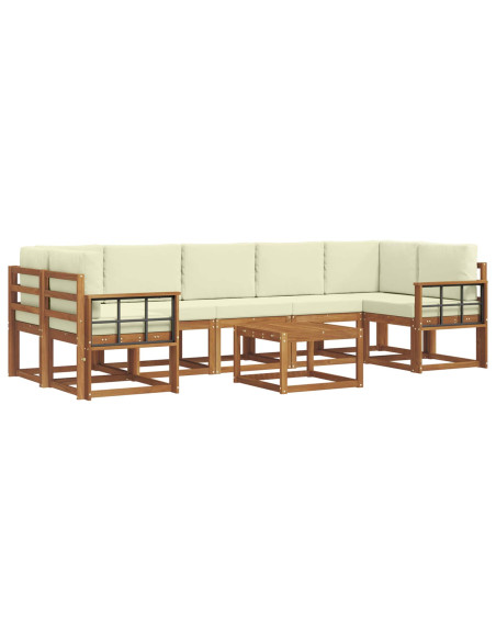 Set di divani da esterno con cuscino 8 pcs Naturale e Crema