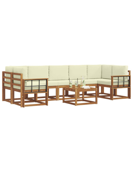 Set di divani da esterno con cuscino 8 pcs Naturale e Crema