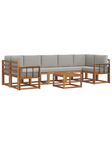 Set di divani da esterno 8 pcs Grigio Naturale e Chiaro