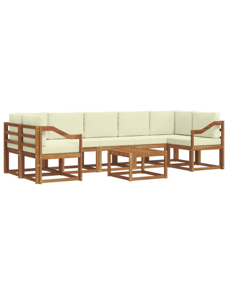 Set di divani da esterno con cuscino 8 pcs Naturale e Crema