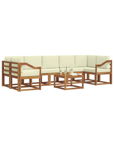Set di divani da esterno con cuscino 8 pcs Naturale e Crema