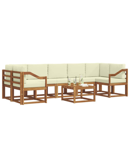 Set di divani da esterno con cuscino 8 pcs Naturale e Crema