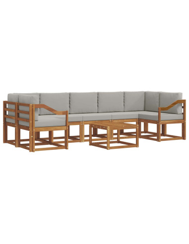 Set di divani da esterno 8 pcs Grigio Naturale e Chiaro