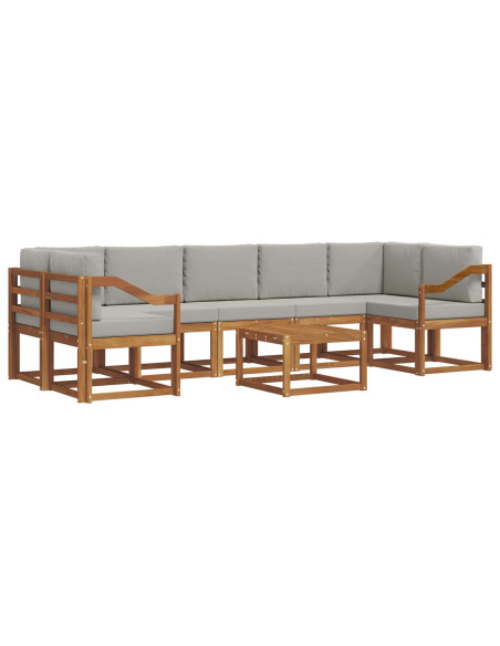 Set di divani da esterno 8 pcs Grigio Naturale e Chiaro