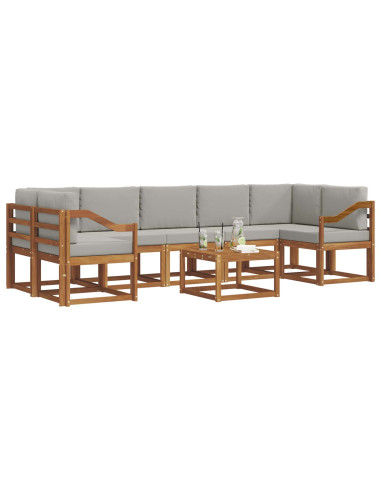 Set di divani da esterno 8 pcs Grigio Naturale e Chiaro