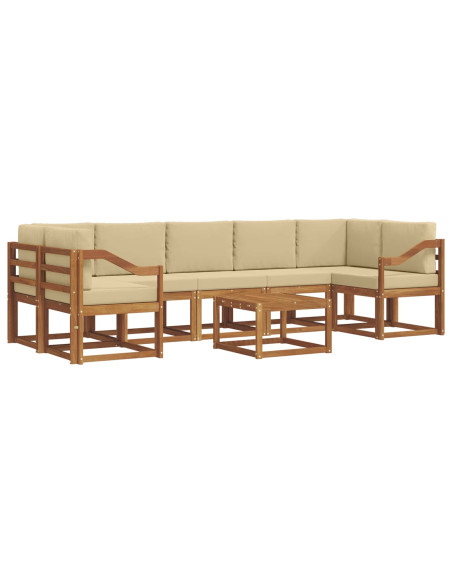 Set di divani da esterno con cuscino 8 pcs Naturale e Beige