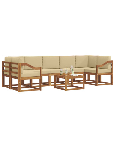 Set di divani da esterno con cuscino 8 pcs Naturale e Beige