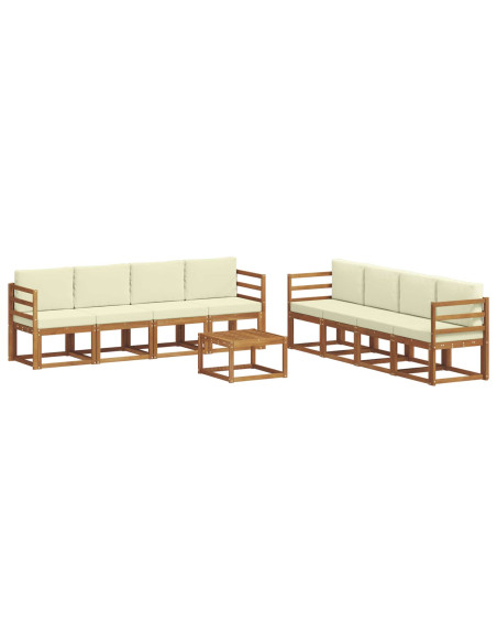 Set di divani da esterno con cuscino 9 pcs Naturale e Crema