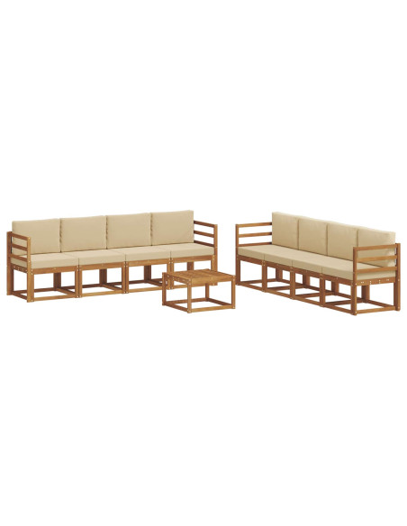 Set di divani da esterno con cuscino 9 pcs Naturale e Beige