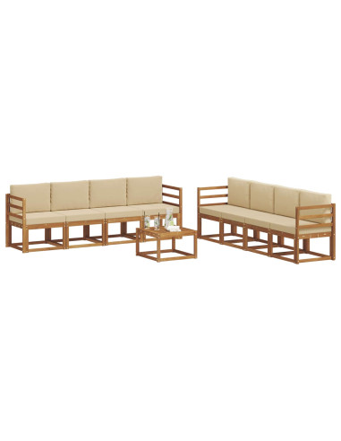 Set di divani da esterno con cuscino 9 pcs Naturale e Beige