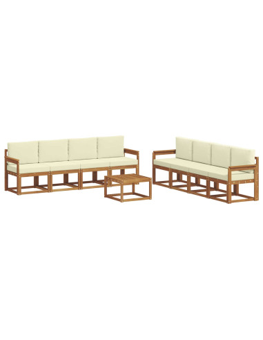Set di divani da esterno con cuscino 9 pcs Naturale e Crema