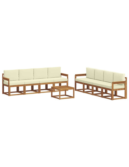 Set di divani da esterno con cuscino 9 pcs Naturale e Crema