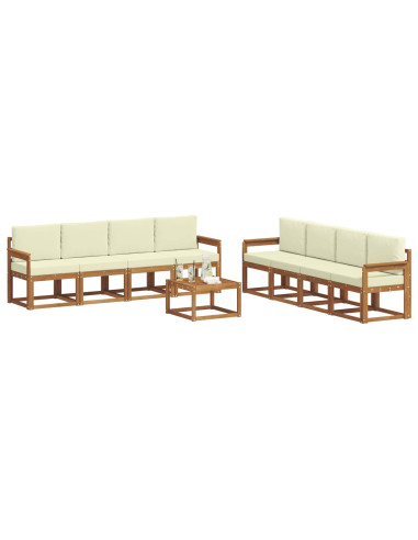 Set di divani da esterno con cuscino 9 pcs Naturale e Crema