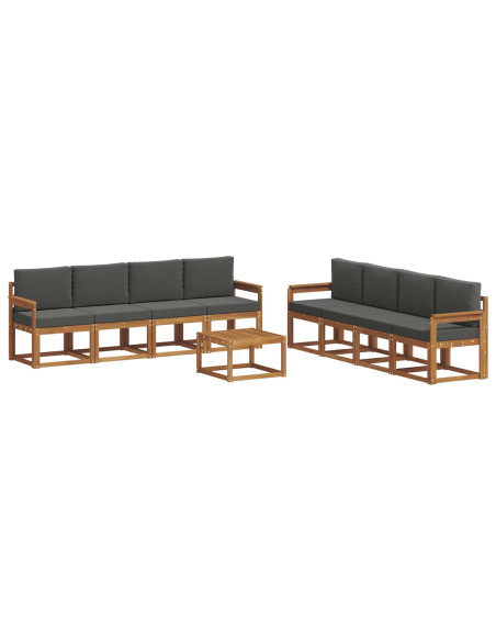 Set di divani da esterno con cuscino 9 pcs Naturale e Antracite