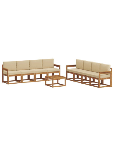 Set di divani da esterno con cuscino 9 pcs Naturale e Beige
