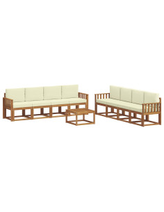Set di divani da esterno con cuscino 9 pcs Naturale e Crema 2