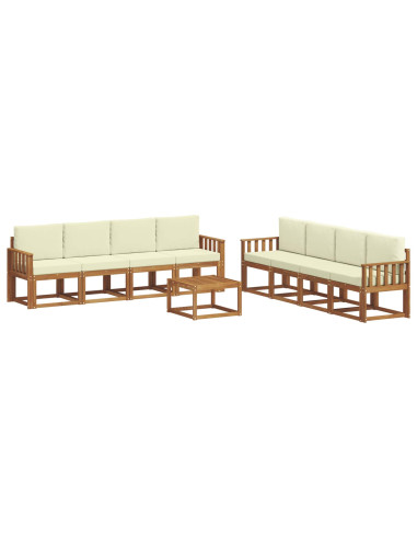 Set di divani da esterno con cuscino 9 pcs Naturale e Crema