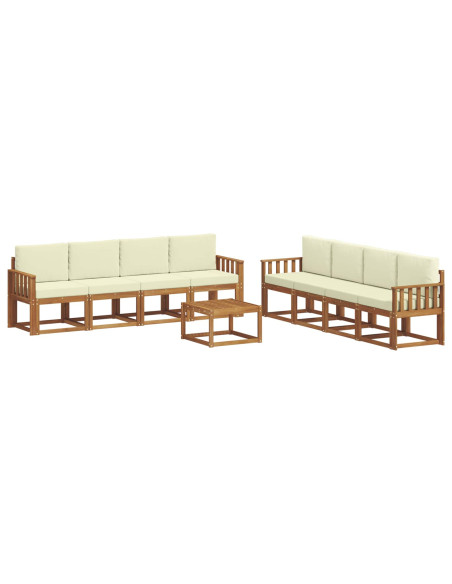 Set di divani da esterno con cuscino 9 pcs Naturale e Crema