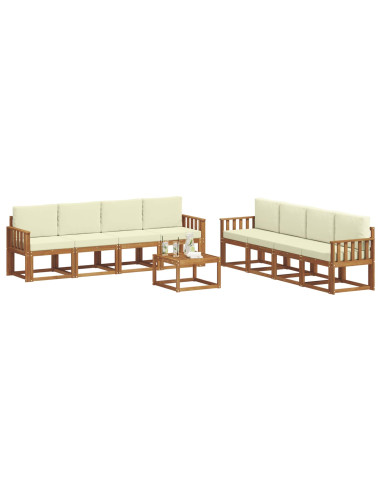 Set di divani da esterno con cuscino 9 pcs Naturale e Crema