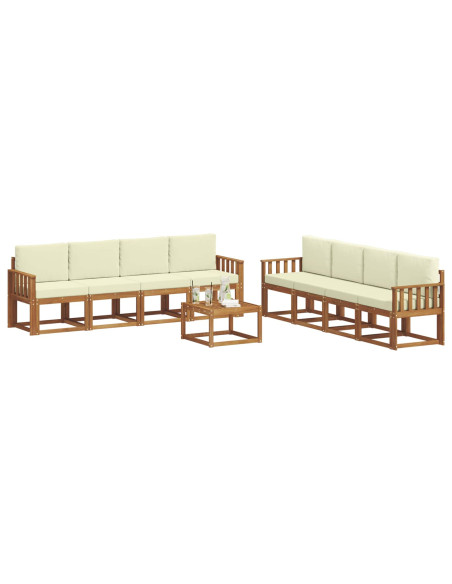 Set di divani da esterno con cuscino 9 pcs Naturale e Crema