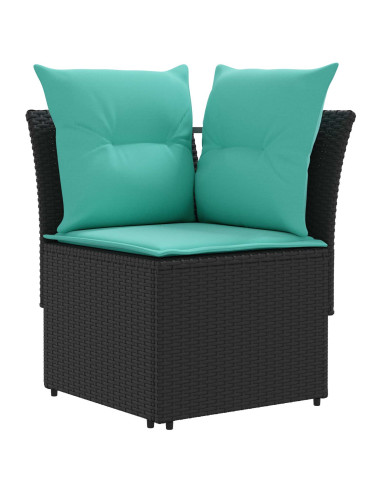 Set di Mobili con cuscino 6 pcs Nero e Turchese Rattan in PE