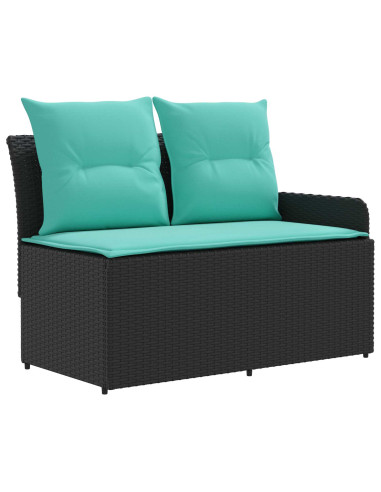 Set di Mobili con cuscino 6 pcs Nero e Turchese Rattan in PE