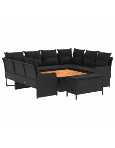 Set di Mobili con cuscino 7 pcs Nero Rattan in PE 2