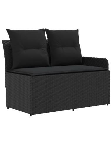 Set di Mobili con cuscino 7 pcs Nero Rattan in PE