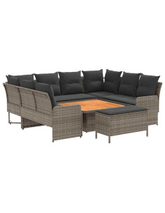 Set di Mobili 7 pcs Grigio e Grigio Scuro Rattan in PE 2