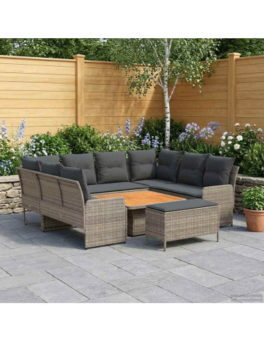 Set di Mobili 7 pcs Grigio e Grigio Scuro Rattan in PE