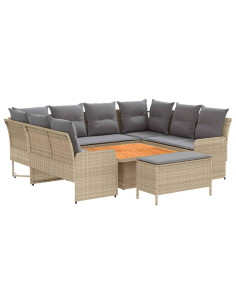 Set di Mobili 7 pcs Beige e Grigio Chiaro Rattan in PE 2