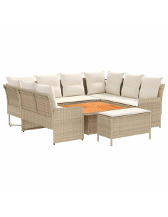 Set di Mobili con cuscino 7 pcs Beige e Crema Rattan in PE 2