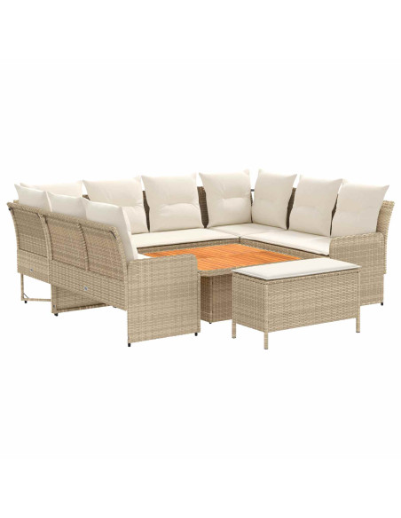Set di Mobili con cuscino 7 pcs Beige e Crema Rattan in PE