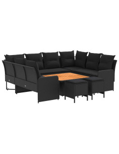 Set di Mobili con cuscino 8 pcs Nero Rattan in PE 2