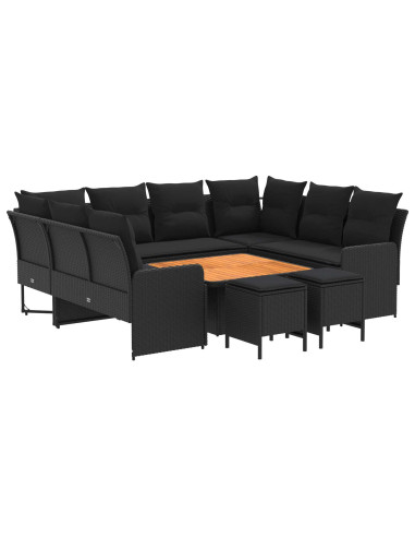 Set di Mobili con cuscino 8 pcs Nero Rattan in PE