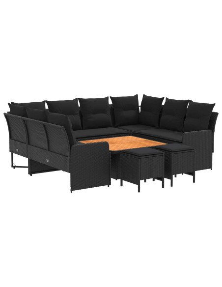 Set di Mobili con cuscino 8 pcs Nero Rattan in PE