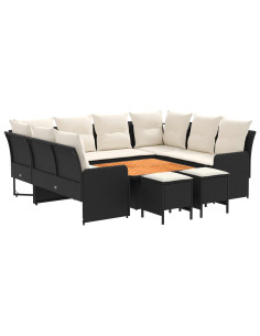 Set di Mobili con cuscino 8 pcs Nero e Crema Rattan in PE 2