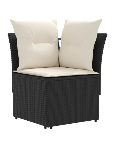 Set di Mobili con cuscino 8 pcs Nero e Crema Rattan in PE