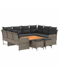 Set di Mobili 8 pcs Grigio e Grigio Scuro Rattan in PE 2