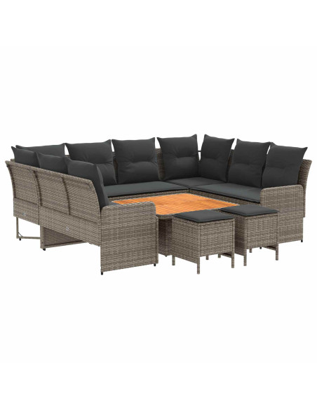 Set di Mobili 8 pcs Grigio e Grigio Scuro Rattan in PE