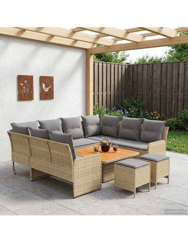 Set di Mobili 8 pcs Beige e Grigio Chiaro Rattan in PE