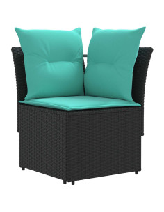 Set di Mobili con cuscino 7 pcs Nero e Turchese Rattan in PE 2