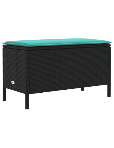 Set di Mobili con cuscino 7 pcs Nero e Turchese Rattan in PE