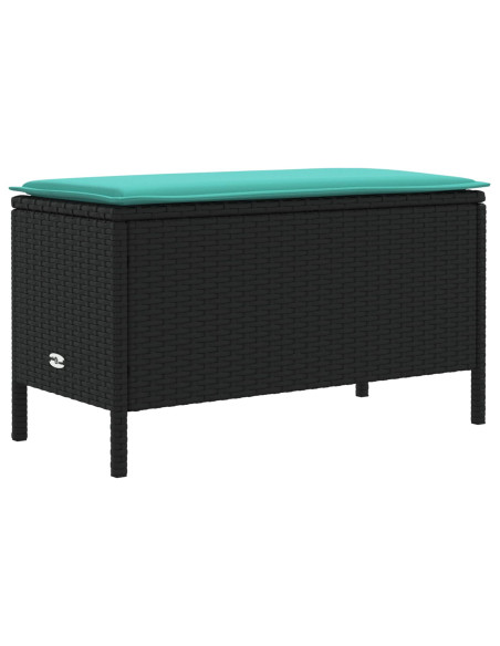 Set di Mobili con cuscino 7 pcs Nero e Turchese Rattan in PE