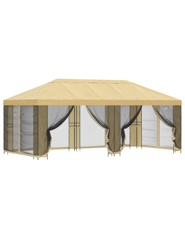 Gazebo con pareti laterali 6 x 3 m Crema Poliestere e Acciaio