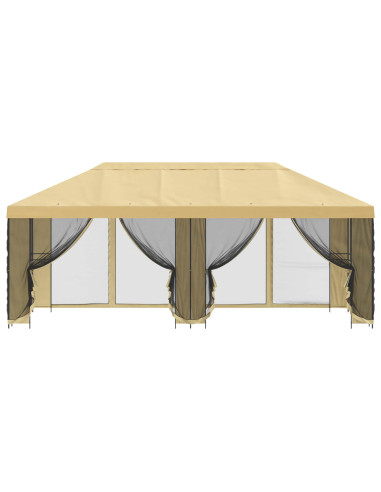 Gazebo con pareti laterali 6 x 3 m Crema Poliestere e Acciaio