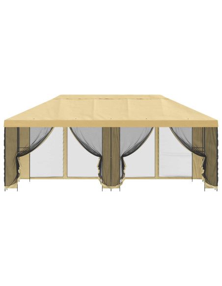 Gazebo con pareti laterali 6 x 3 m Crema Poliestere e Acciaio