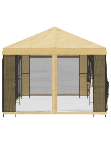 Gazebo con pareti laterali 6 x 3 m Crema Poliestere e Acciaio